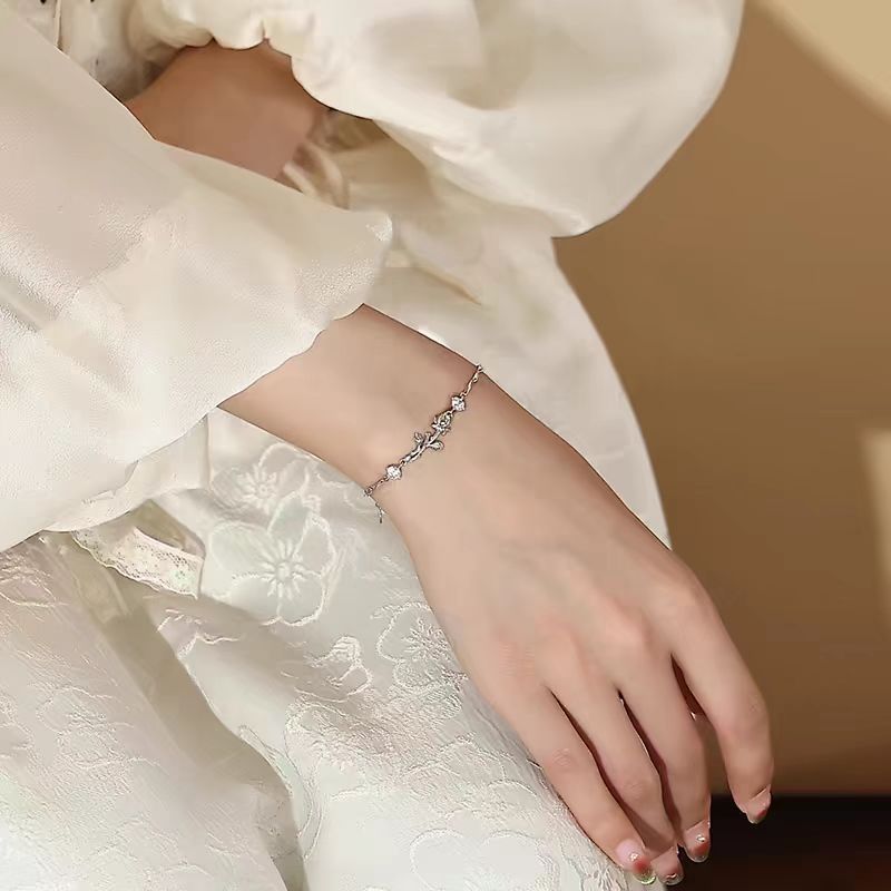 Rose Flower Bracelet – 925 Sterling Silver