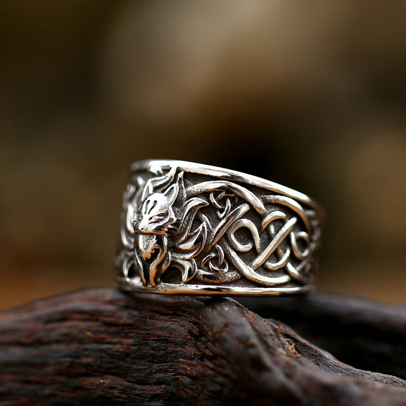 Retro Fox Ring – Titanium Steel, US Sizes 7–12