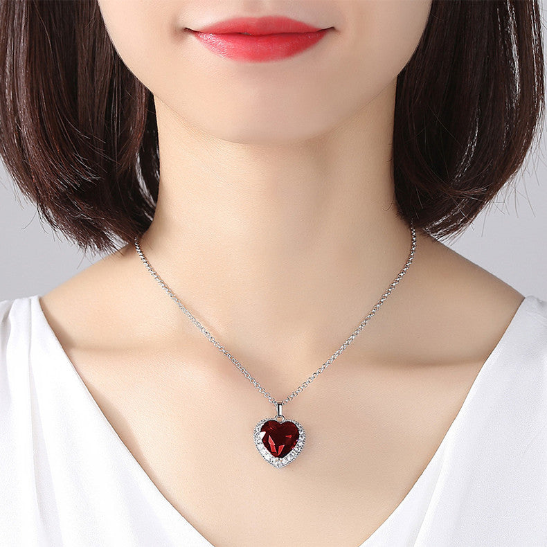 Red Heart Pendant Necklace – Ocean Heart Style