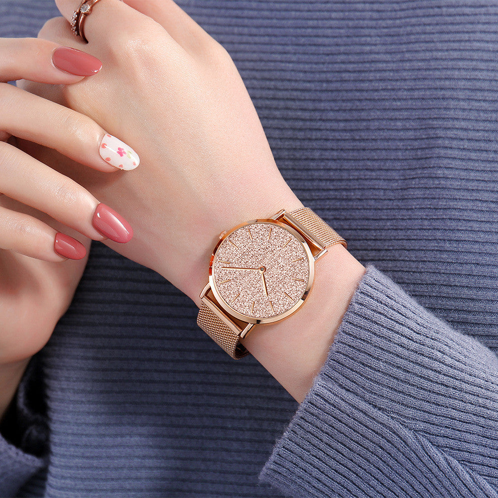 Women's Slim Quartz Watch – Stainless Steel Buckle