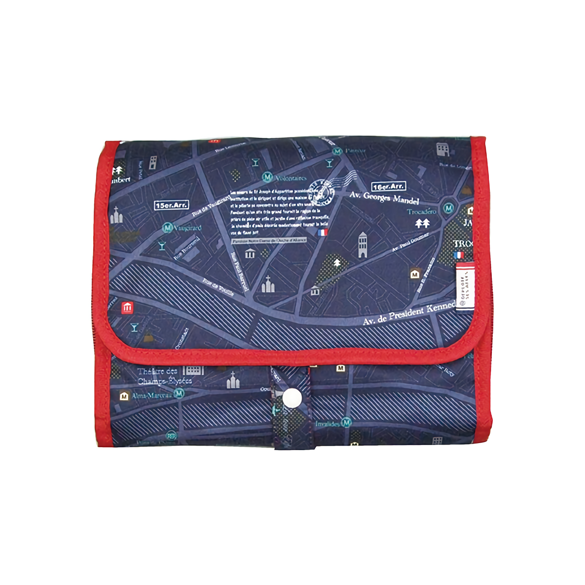 Hanging toiletry bag with detachable pouches – Navy Map Print
