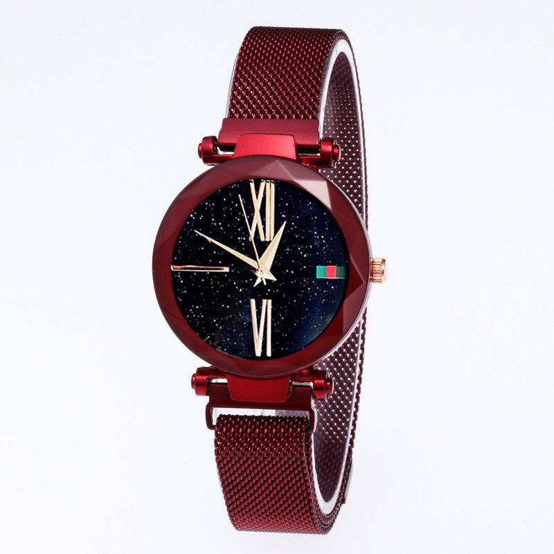 Women's Magnetic Strap Quartz Watch – Dual Time & Date