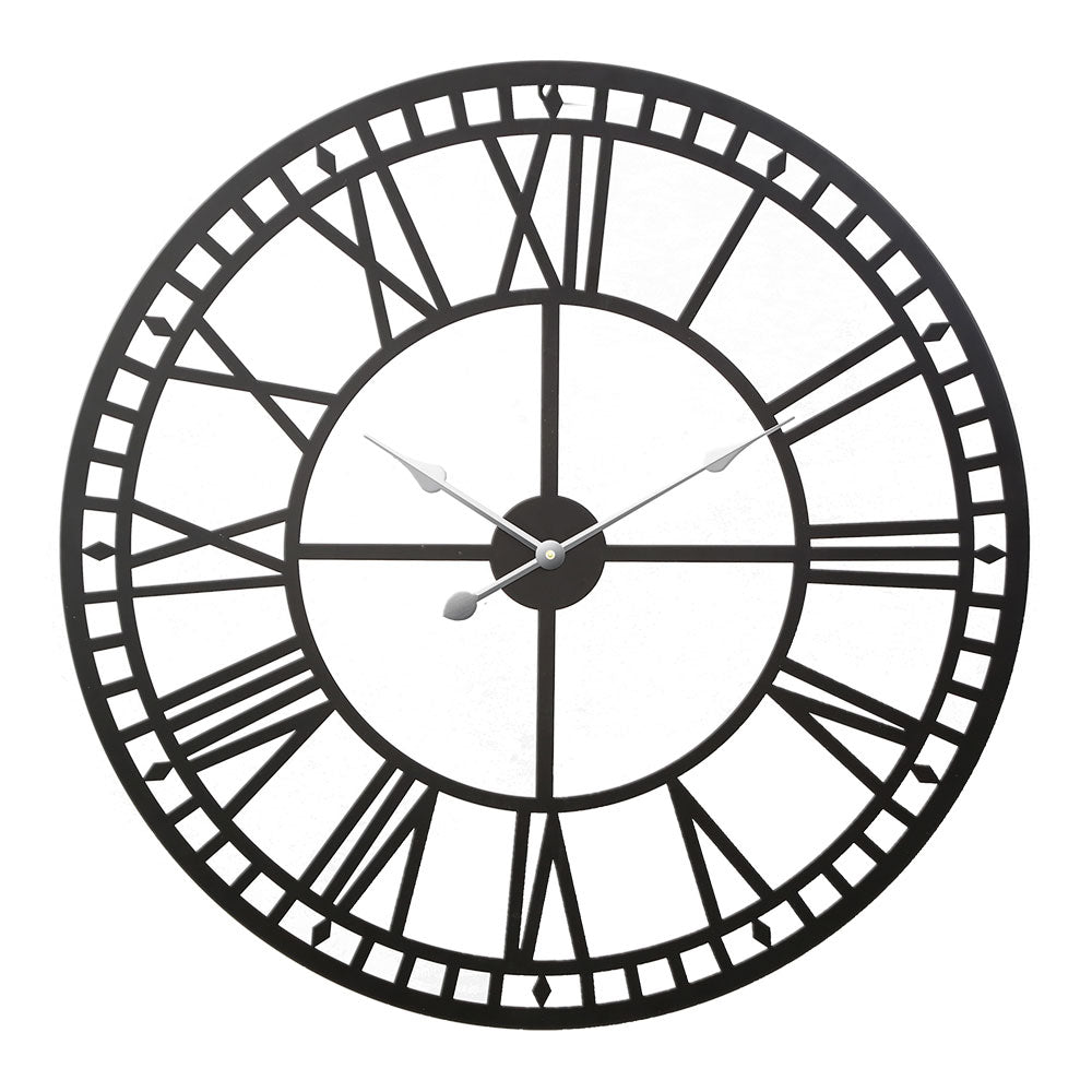 60cm black metal wall clock with Roman numerals
