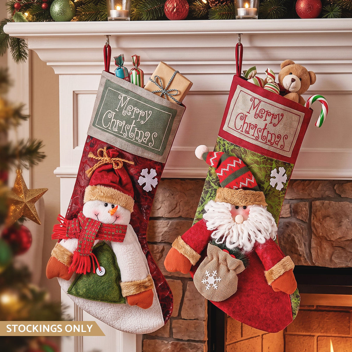 Santa and snowman 3D Christmas stockings