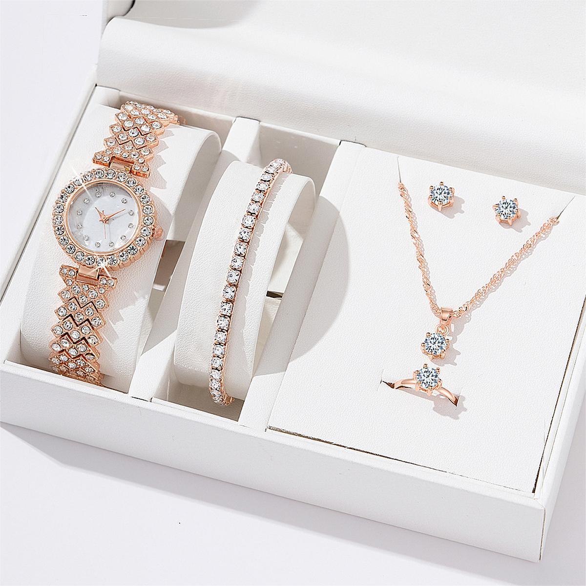 Women's Watch & Jewellery Gift Set – 5 Pieces