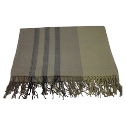 Striped tassel blanket scarf in soft wool blend – Khaki Stripe