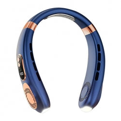 Cool and calm gift set for her: hands-free neck fan in navy blue