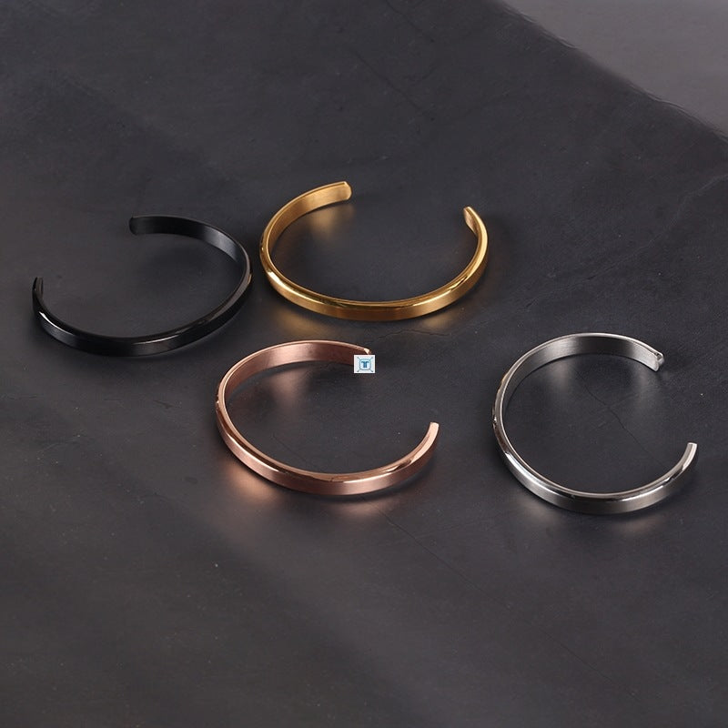 Open Cuff Bracelet – Titanium Steel, Four Colours