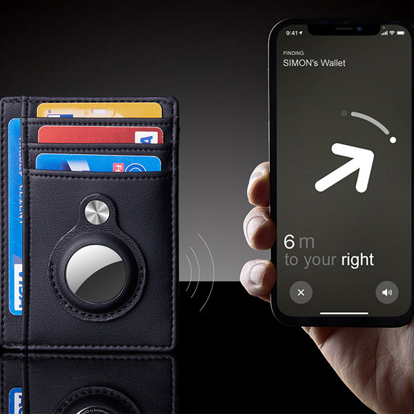 Card Wallet with AirTag Pocket & Money Clip – RFID Blocking