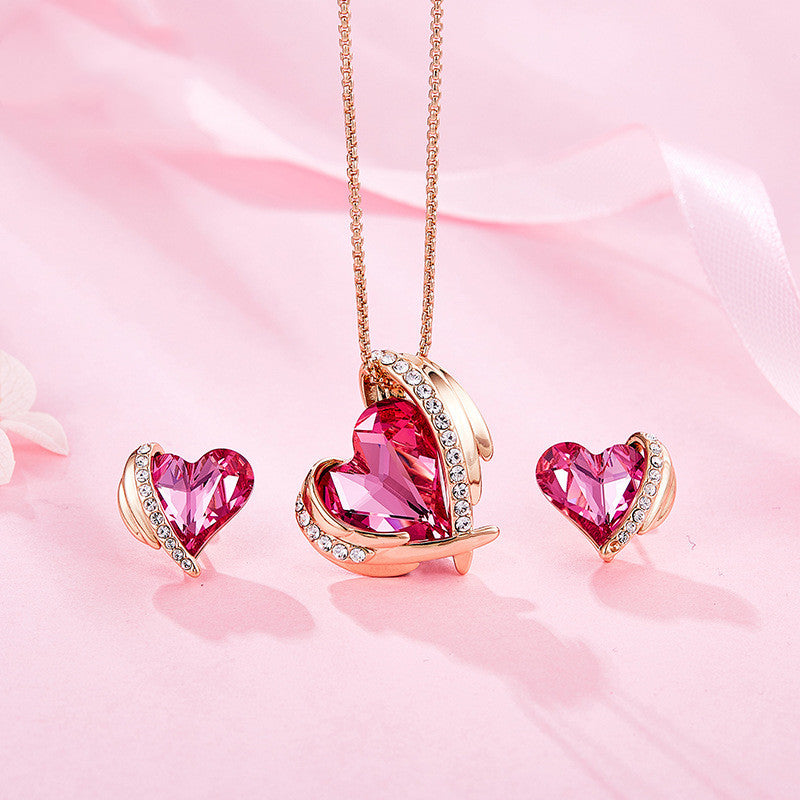Angel Crystal Necklace & Earrings Set