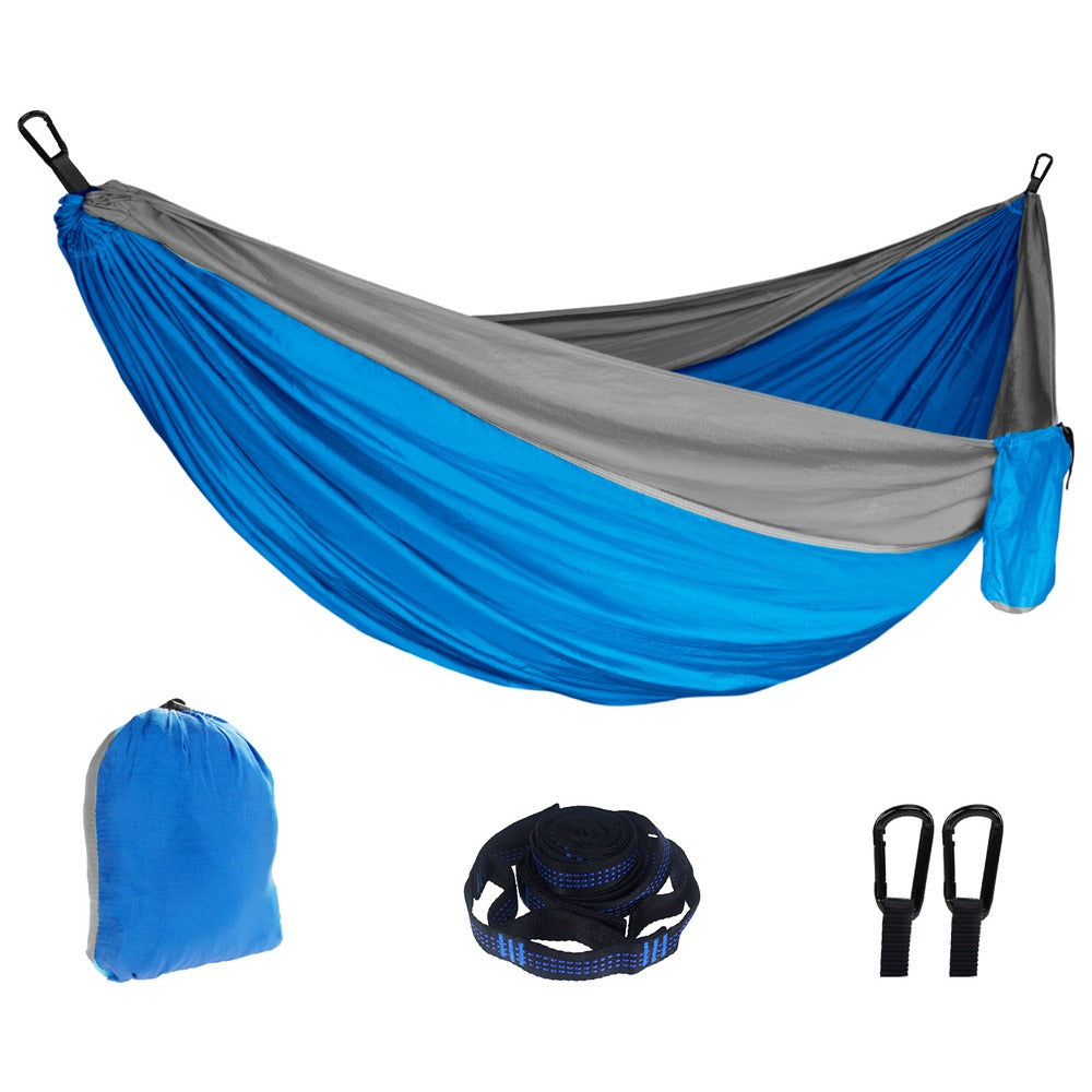 Portable Outdoor Hammock with Storage Bag – 260 x 140cm, Blue & Grey